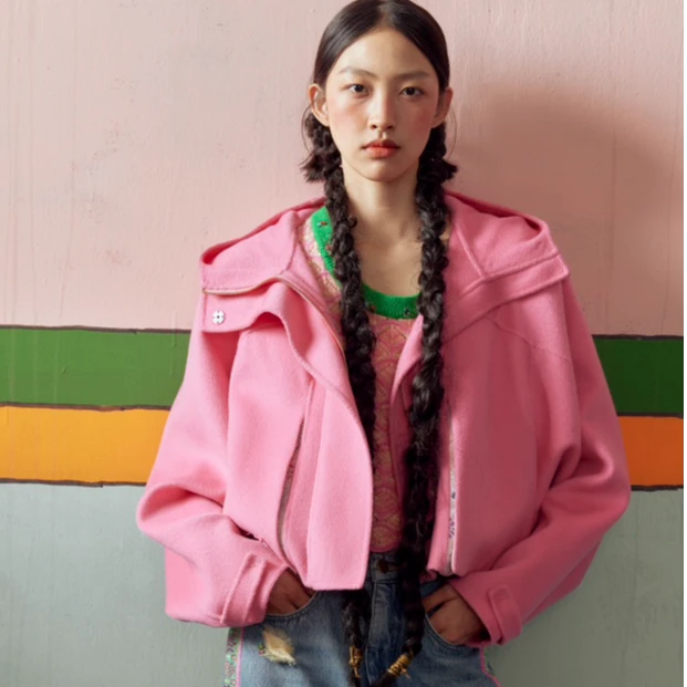 No退No换【子溪说衣】双面呢连帽短夹克  BZ-24AW342