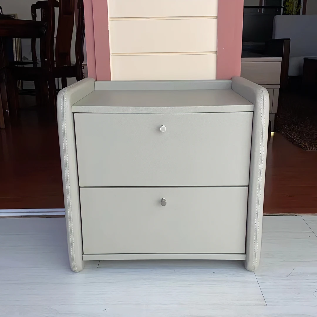 冰川灰床头柜  时尚简约   意式极简   床边柜  二抽柜  创意轻奢