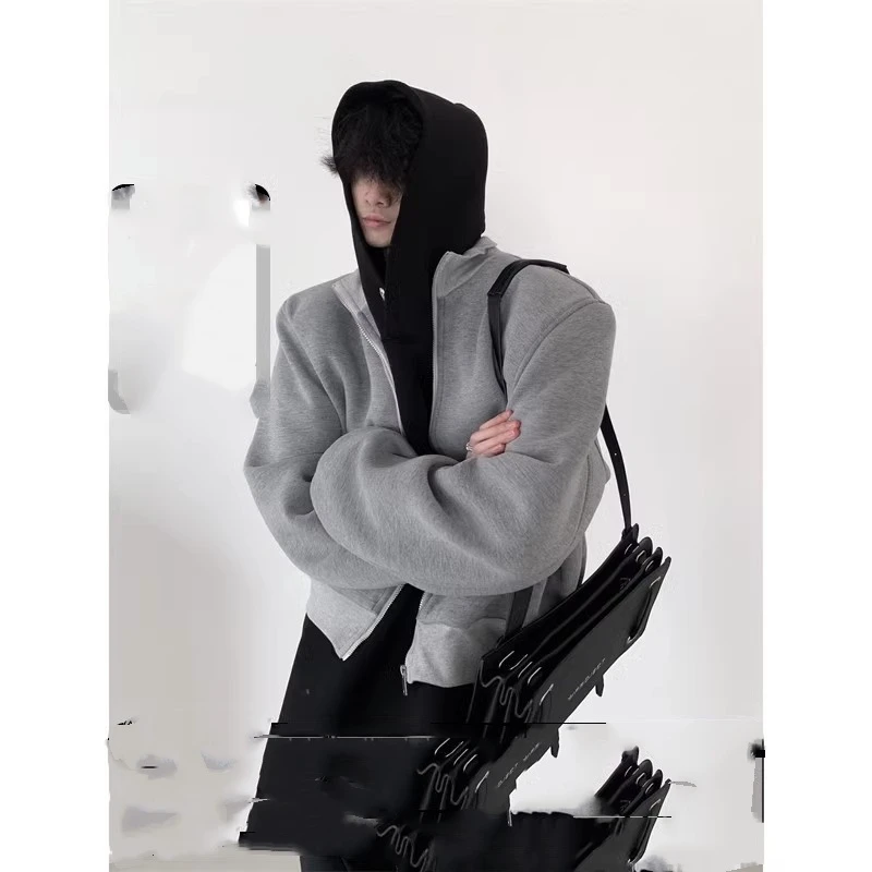 秋山风/小众cleanfit设计感垫肩外套男高级感廓形短款飞行夹克春