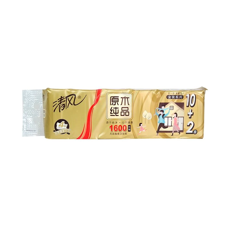 清风原木纯品无芯卫生纸12卷1600g/提