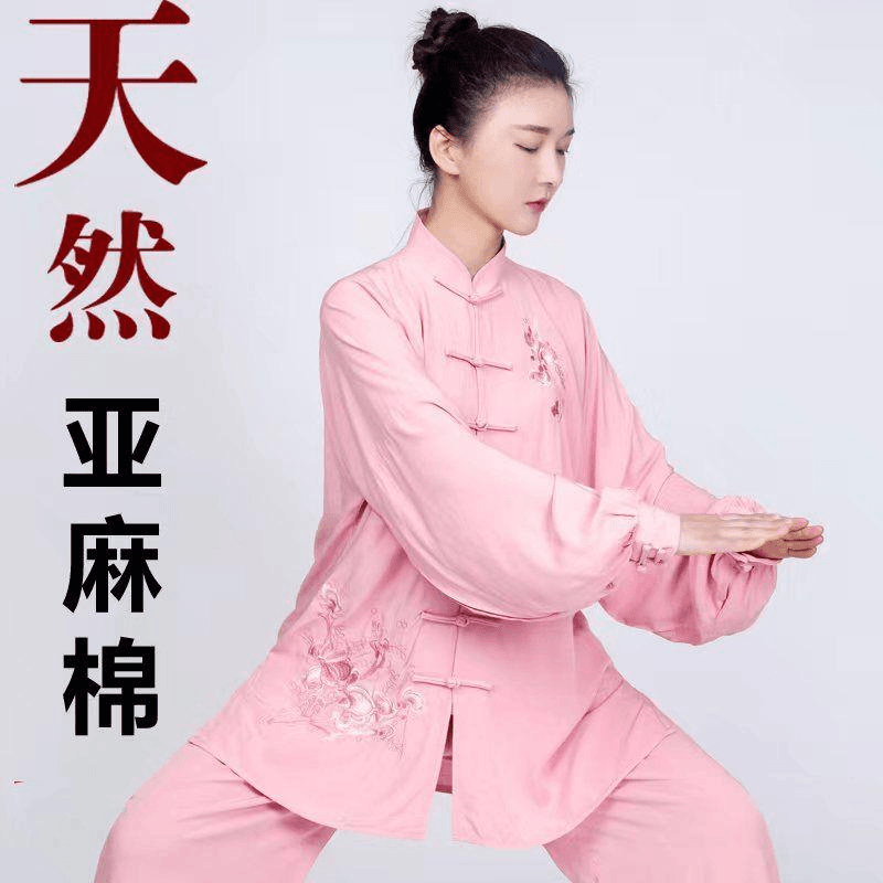 小和山太极服女装2023新款棉麻亚麻太极拳练功服女男夏天季服装薄