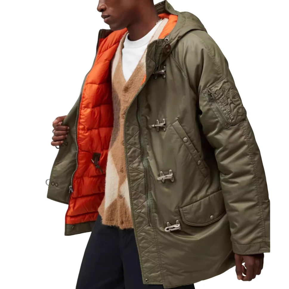 R 美式经典 重工龙虾飞机扣尼龙 N3B 复古军事高蓬厚羽绒服Y