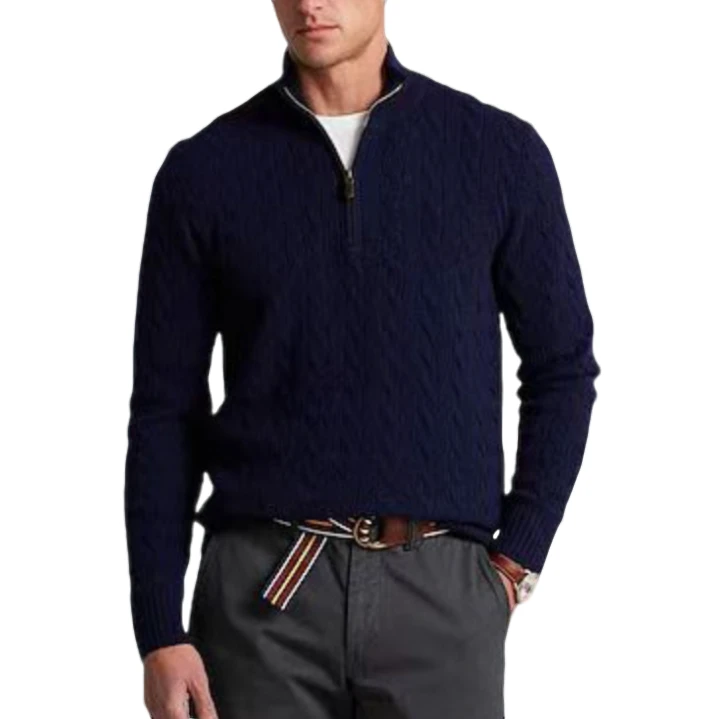 R 剪标 美式经典 纺超软扭花半开胸毛衣