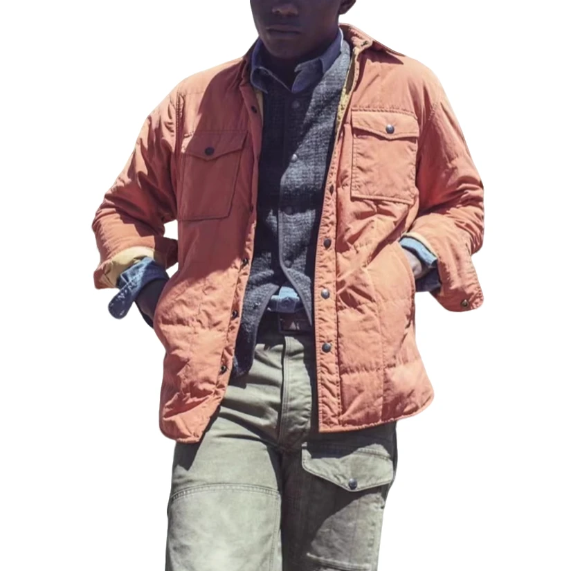 双R Quilted Shirt Jacket绗缝间薄棉男款休闲夹克外套Y