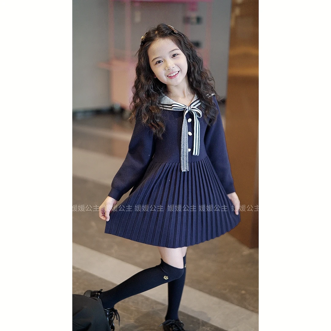媛媛公主2024秋新女童装亲子针织学院风连衣裙64361S001