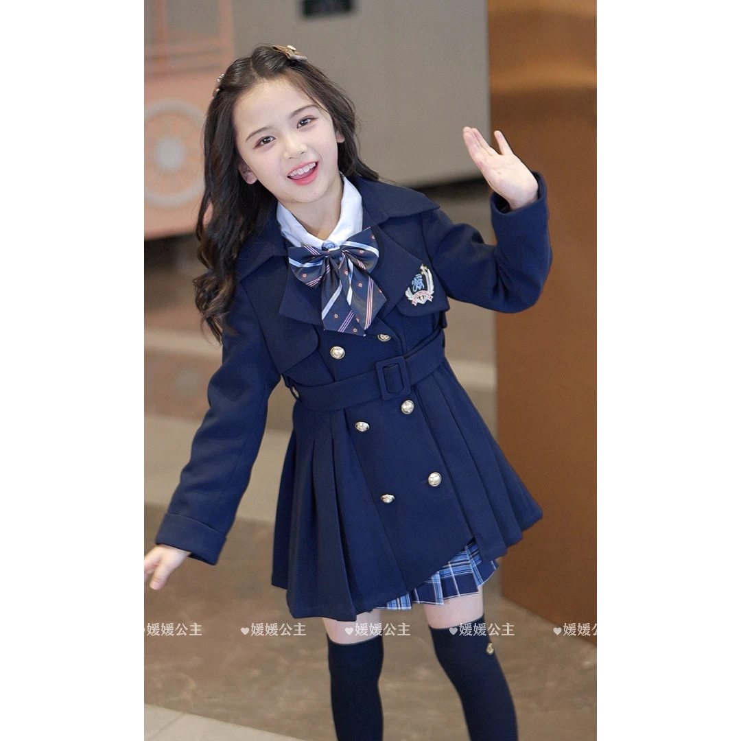 媛媛公主FL2024秋季女童中大童百搭学院风外套套装14309Q165