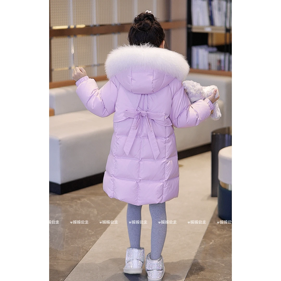 媛媛公主媛2025冬女童中大童新国标90白鸭绒长款羽绒服14415R460