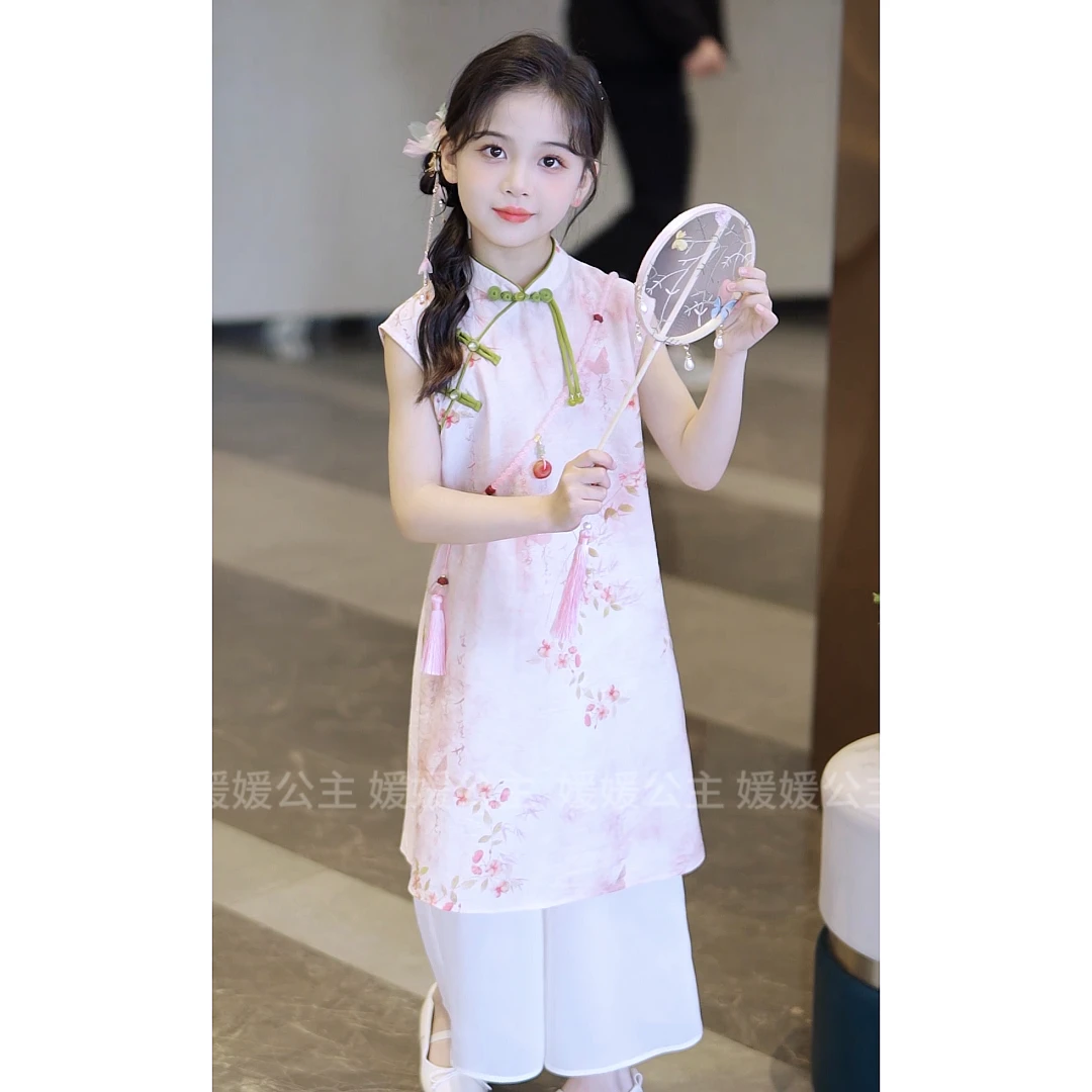 媛媛公主【海棠花开】2024夏季女童中大童国风裙套装64266A239