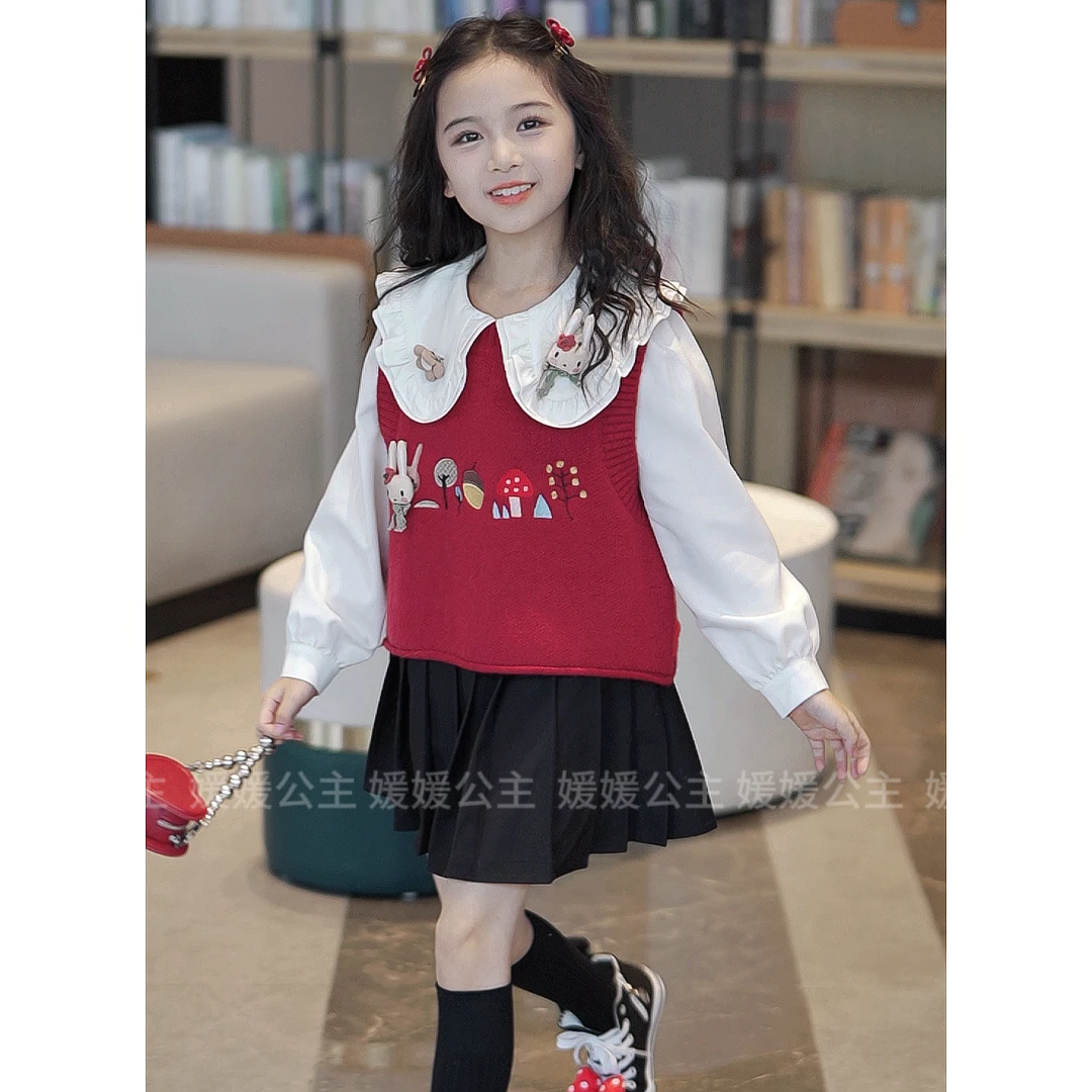 媛媛公主媛【马甲】2024秋萌娃女童中大童洋气针织马甲14311S236