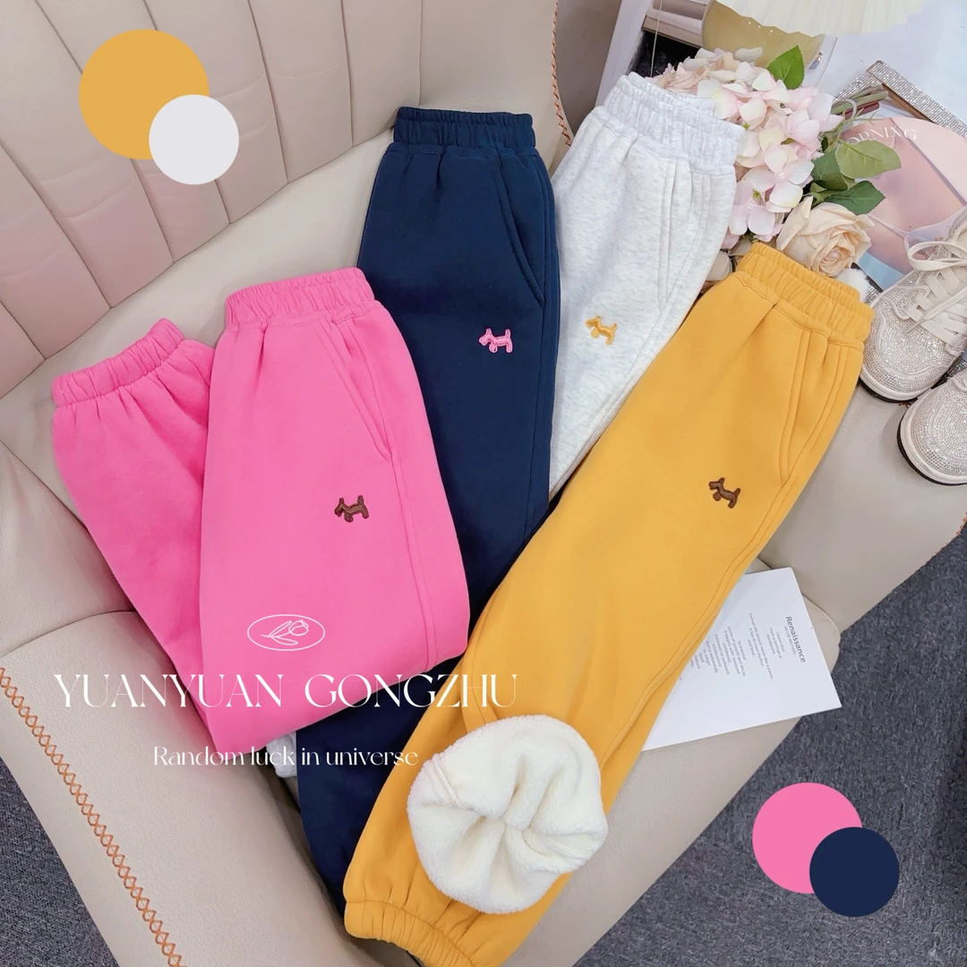 媛媛公主媛【发财狗】2025冬季加绒加厚百搭运动裤14422A075