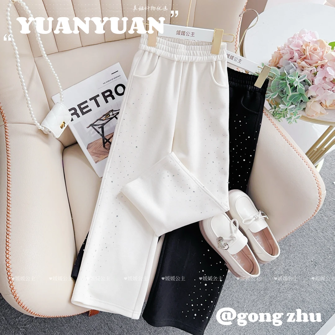媛媛公主FL媛2024秋季女童中大童纯色百搭休闲裤14421Q156