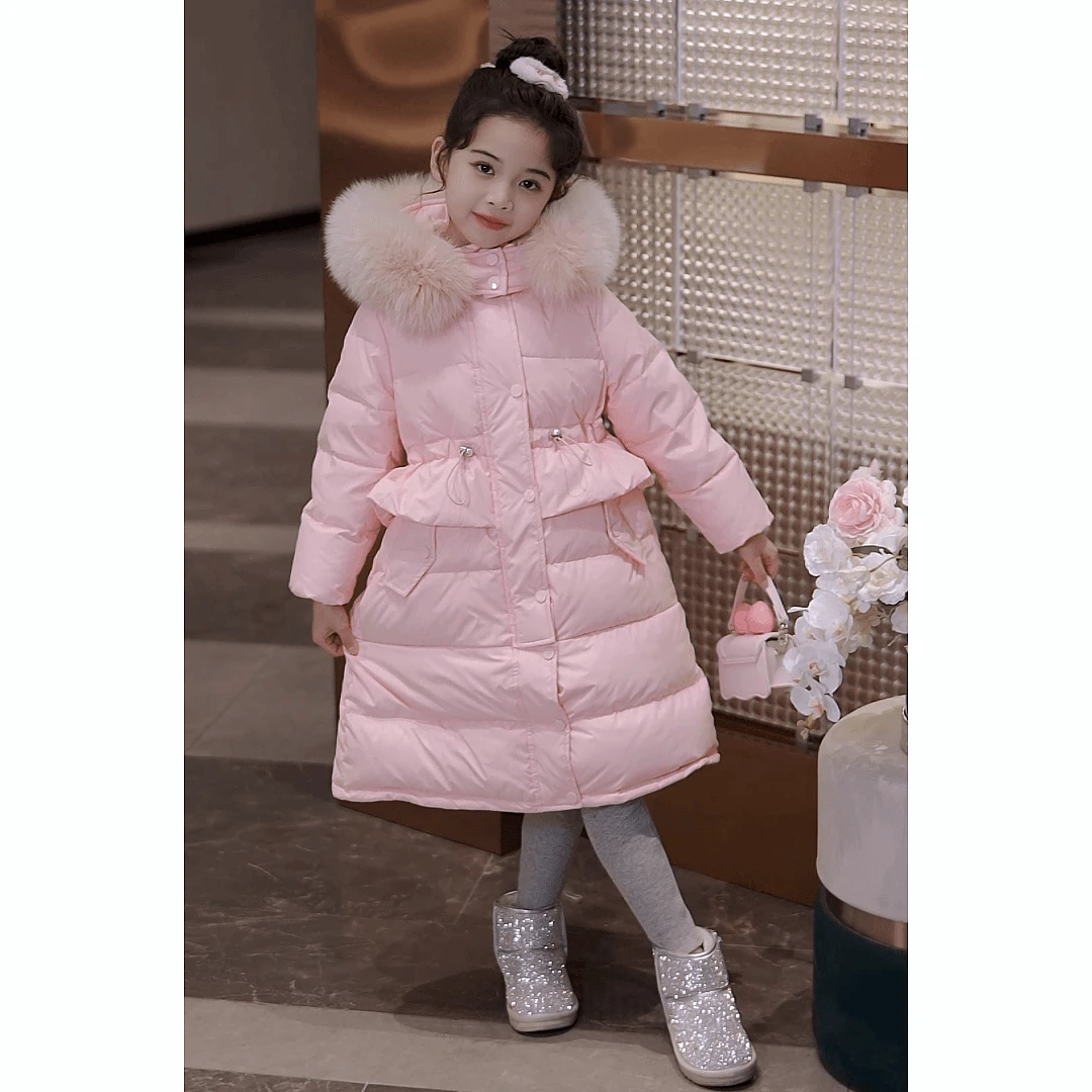 新国标白鸭绒【长短两穿】冬季新品女童加长款两穿羽绒服12415R017