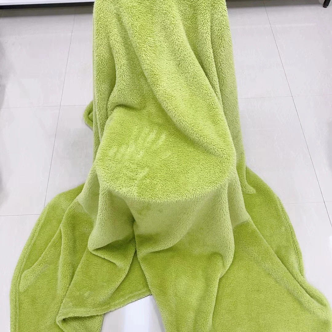 180X200果绿色北极绒毛毯