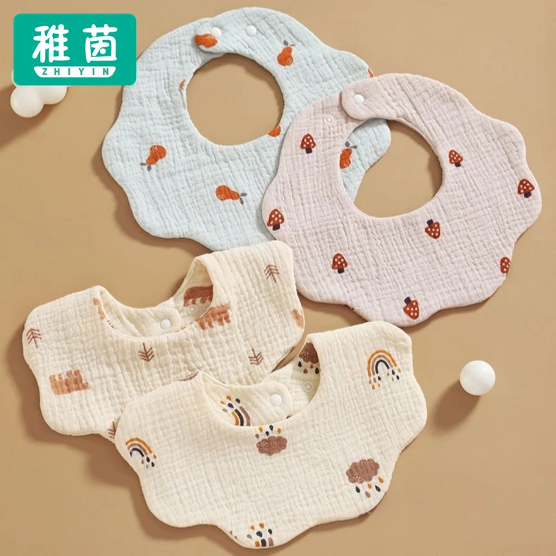 婴儿纯棉纱布小围嘴口水巾男女宝宝防吐奶围兜新生儿A类四季吸水