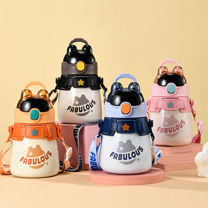 兔宝特工儿童保温杯女学生高颜值吸管水杯子大肚杯可爱男孩水壶