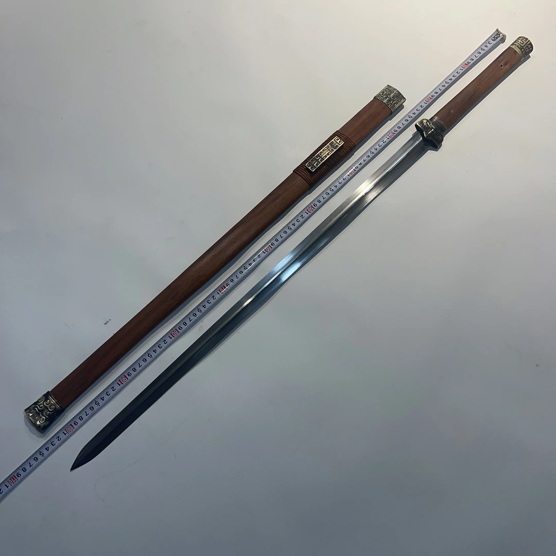 唐人单手武术剑黄铜装手工古法锻造自炼钢未开刃