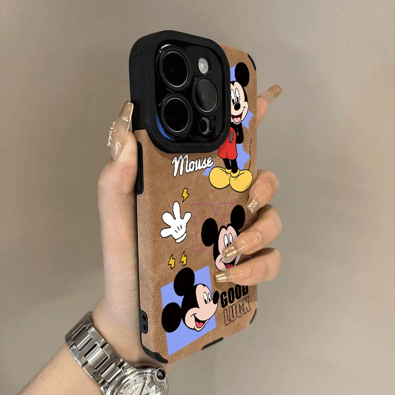 爆款翻毛皮适用苹果16promax手机壳iPhone15米老鼠14保护套17防摔