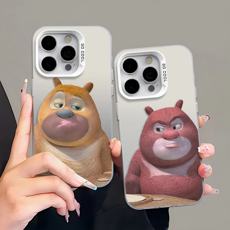 熊大熊二适用苹果15Promax手机壳情侣iphone14防摔17卡通12磨砂11