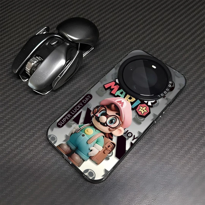粉帽马里奥适用华为mate60手机壳pura70pro+卡通15苹果保护套17男