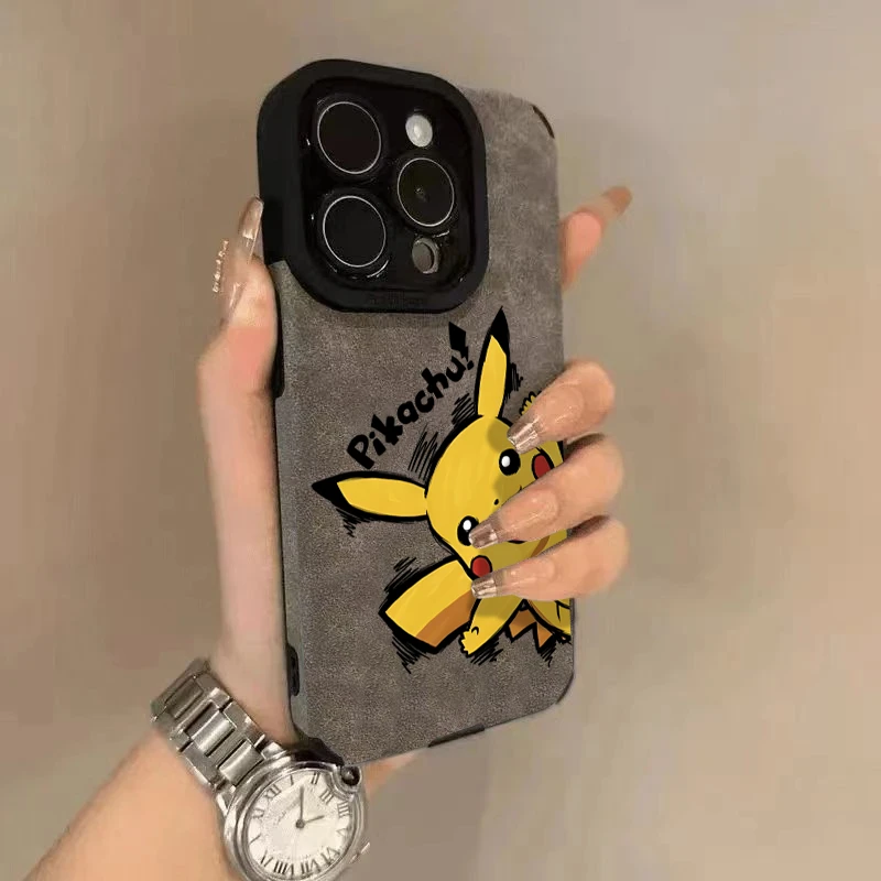 爆款翻毛皮适用苹果16promax手机壳iPhone15皮卡丘14保护套17新款