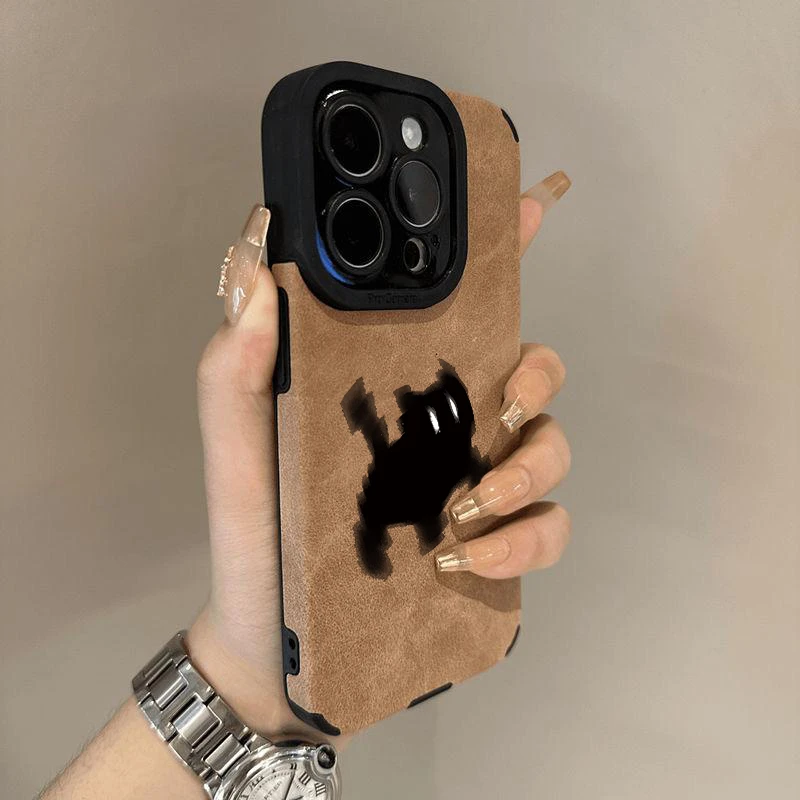 爆款翻毛皮适用苹果16promax手机壳iPhone15小黑猫14保护套17全包