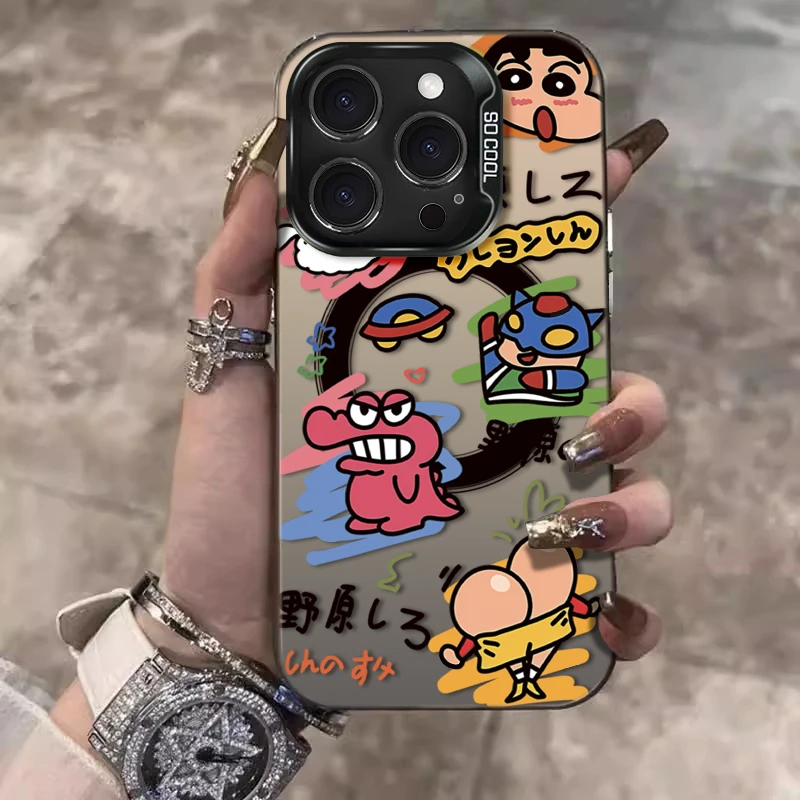 涂鸦小新适用苹果16promax手机壳15防摔iPhone13保护套14创意卡通