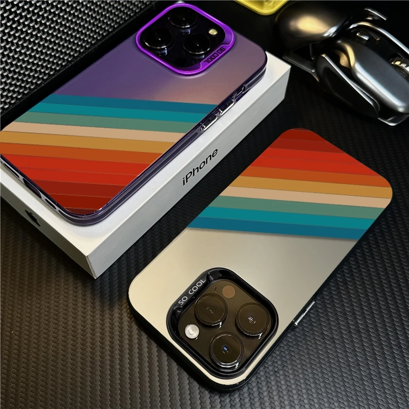 彩虹条适用苹果16promax手机壳15防摔iPhone13保护套14创意12个性