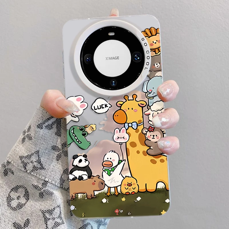 动物园适用华为mate60手机壳卡通苹果15Promax女iphone14可爱防摔