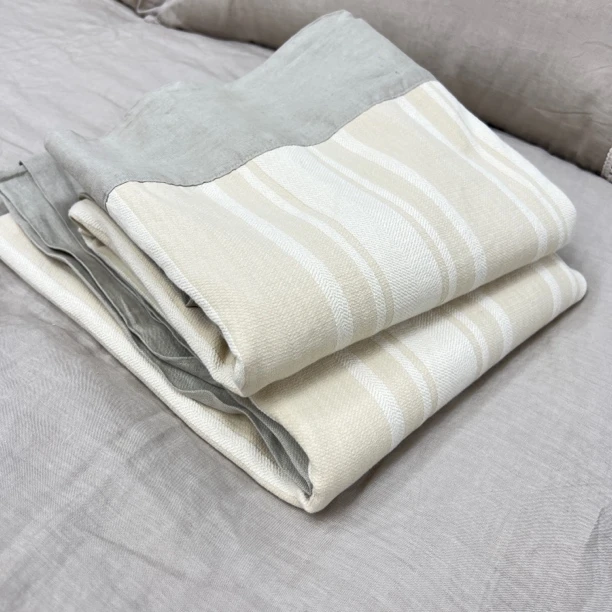 出口尾单汉麻棉加厚色织提花床单