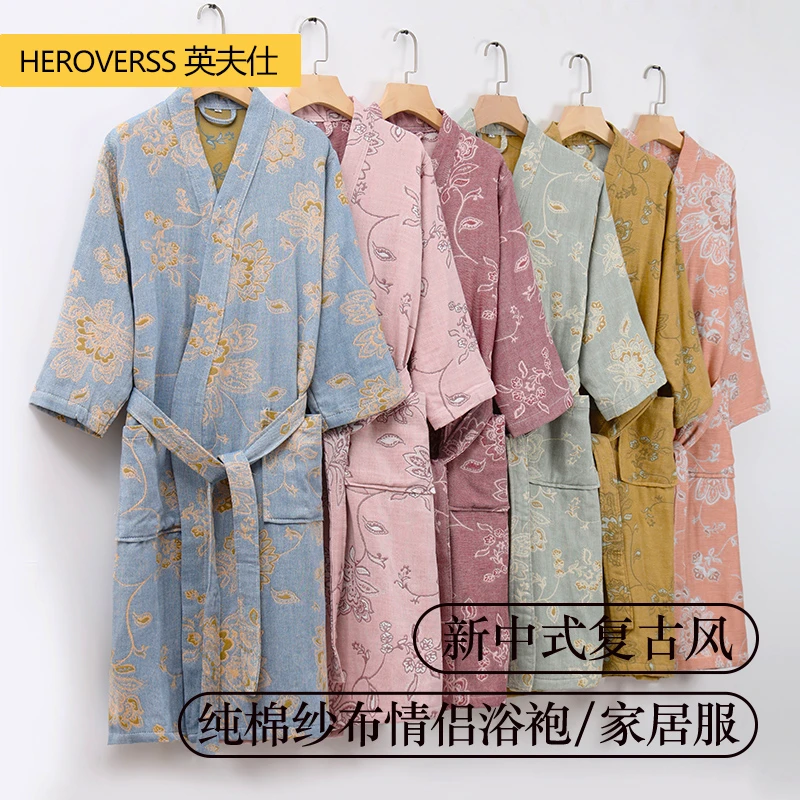 纯棉浴袍可穿式成人浴巾情侣洗澡浴衣酒店全棉纱布睡袍男女孩女士