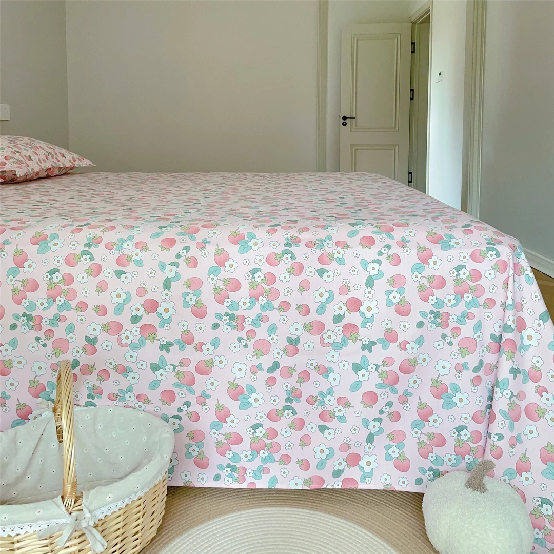 细纱老粗布床单三件套防滑凉席大床单床盖床上用品小碎花小清新