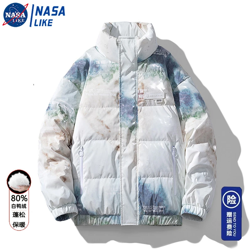 NASA羽绒服男生冬季保暖休闲宽松青少年潮流立领外套学生百搭外穿