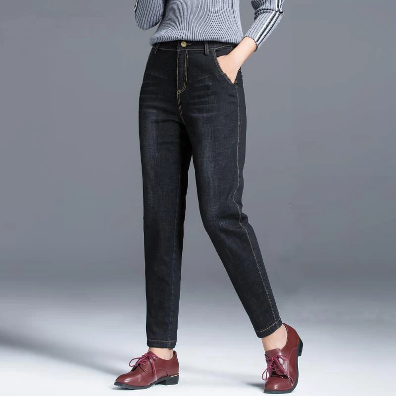 灰色牛仔裤2025年秋季新款爆款高腰宽松弹力大码妈妈裤哈伦老爹裤