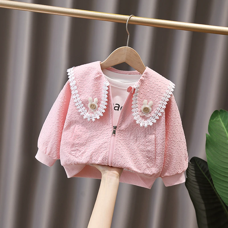 女童春秋季棒球服外套韩版开衫可爱女宝宝上衣儿童娃娃领洋气上衣