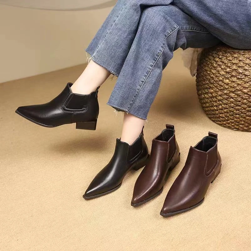 5882-5新款尖头中跟舒适百搭时尚切尔西靴