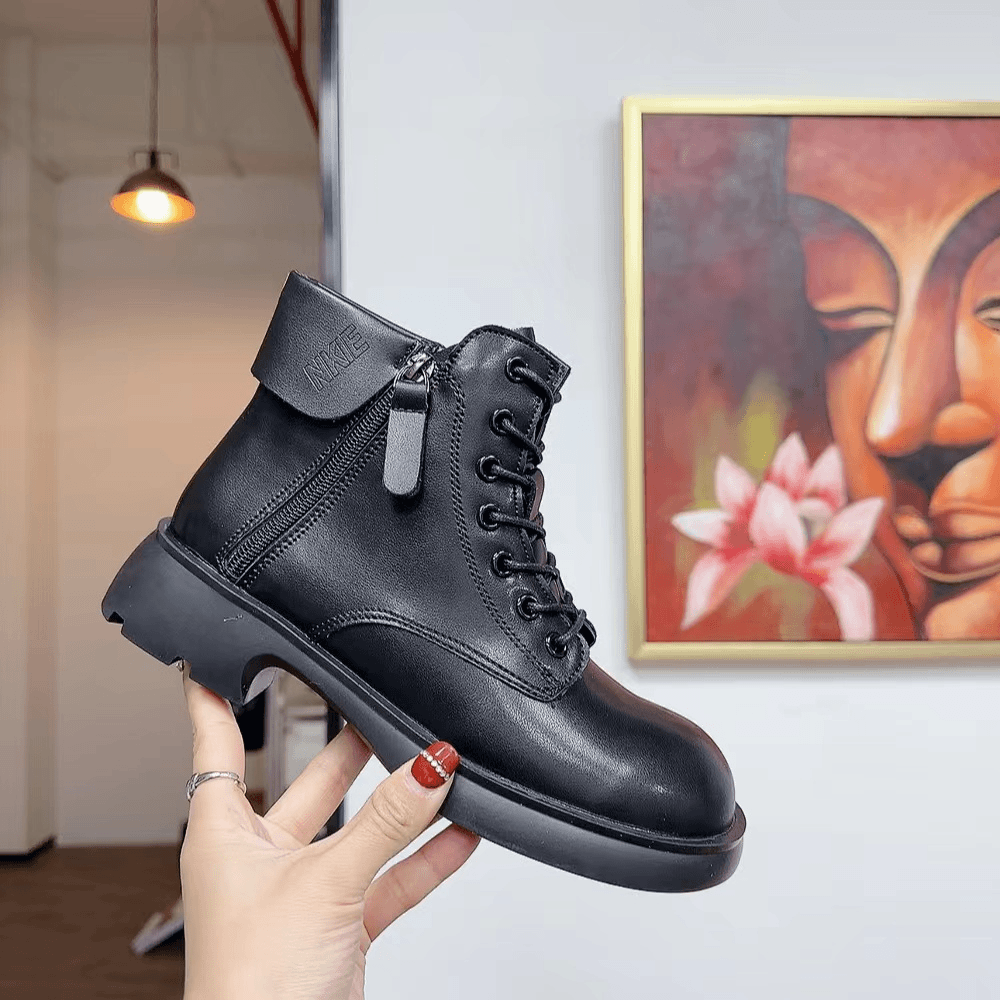 9119新款圆头厚底系带舒适马丁靴仓
