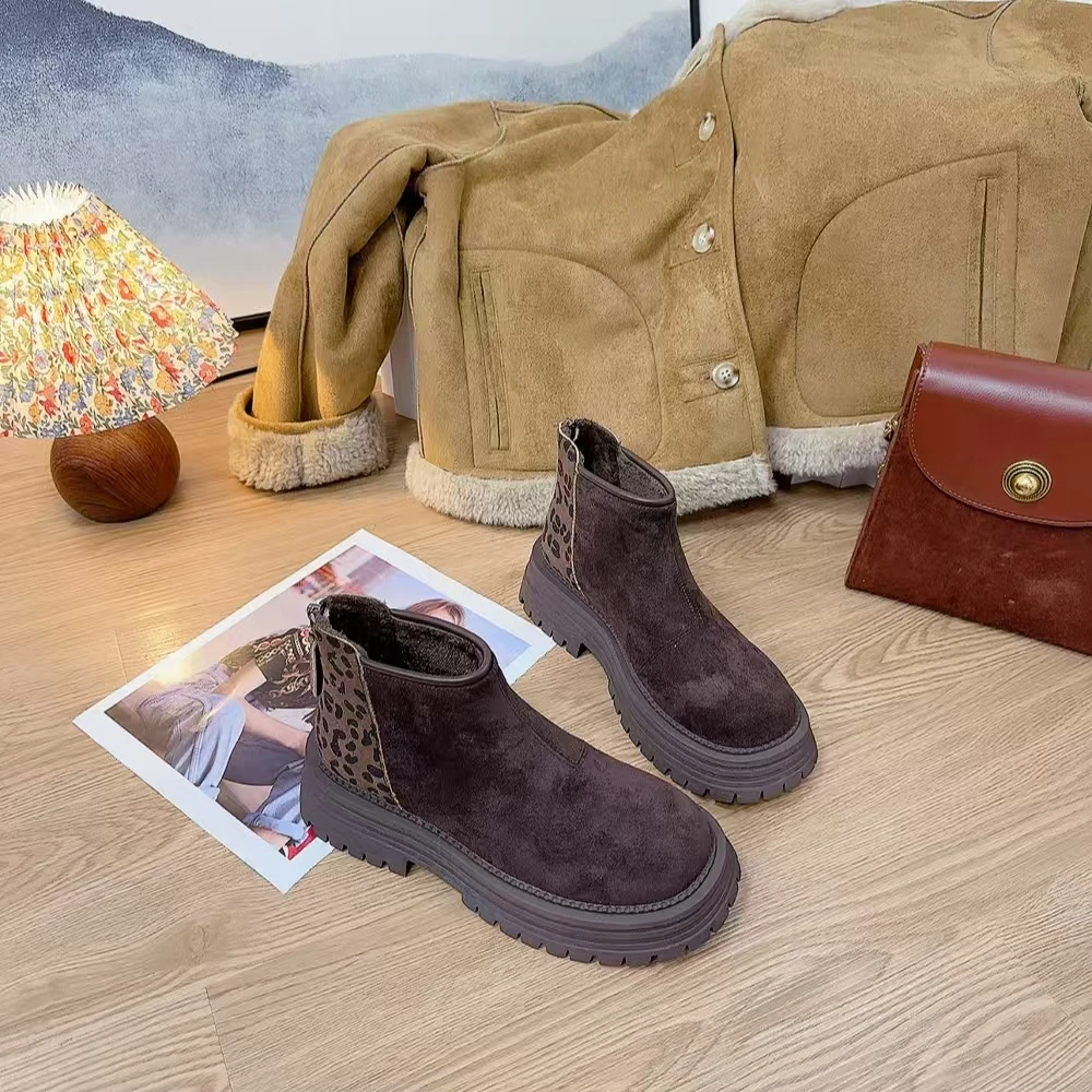 888（瘦瘦靴）新款厚底舒适百搭后拉链圆头百搭时尚马丁靴