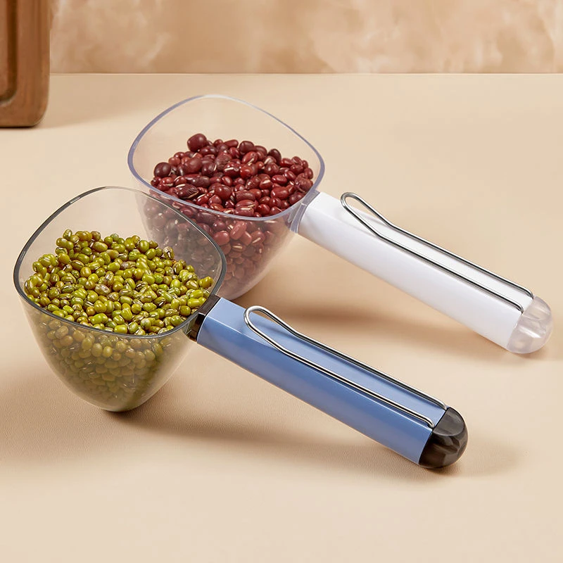 面粉勺高颜值量勺带夹子刻度量勺五谷杂粮大容量舀面勺子米勺家用