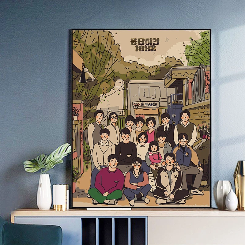 请回答1988diy数字油画卡通韩剧人物手工绘填充丙烯油彩画装饰画