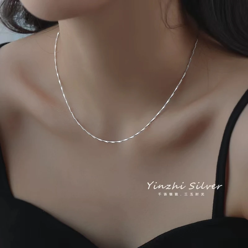 链子925银 瓜子O字盒子锁骨链裸链纯银轻奢小众女神节礼物简约