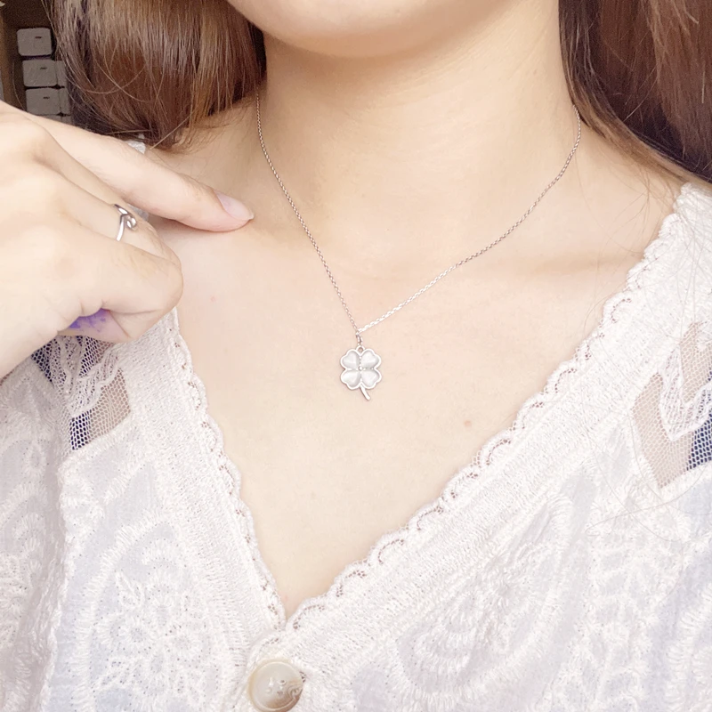 坠链均925银布 纯银S925四叶草时尚套链