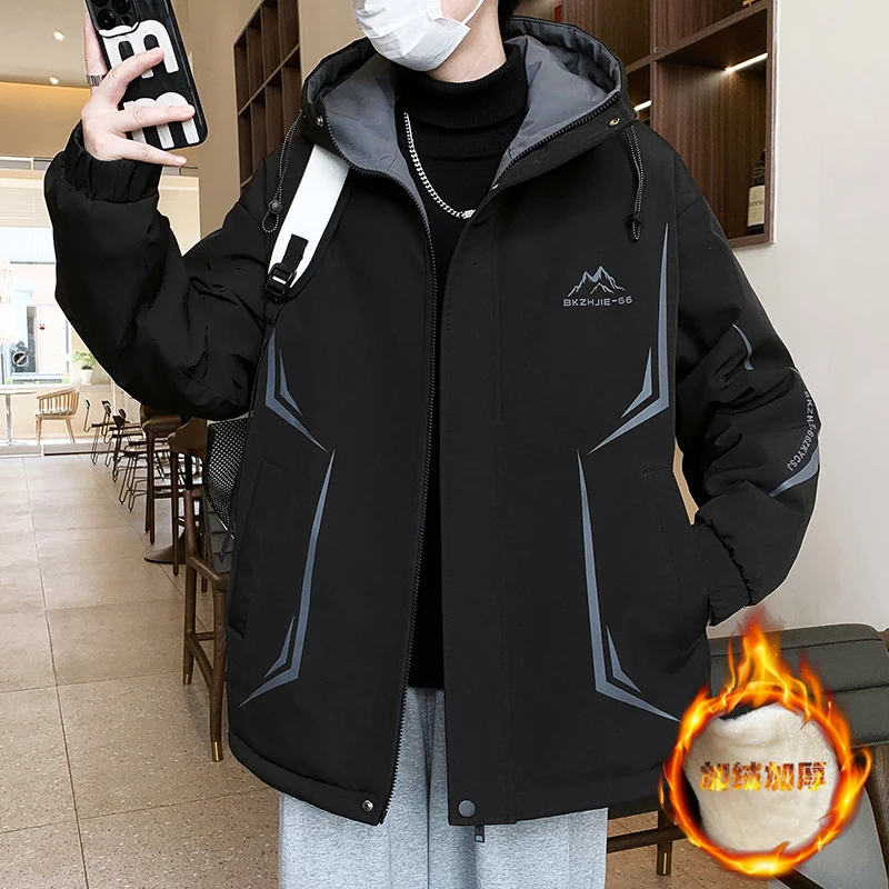 Mexican/稻草人秋冬高级感痞帅夹克美式潮牌加绒加厚冲锋衣外套男