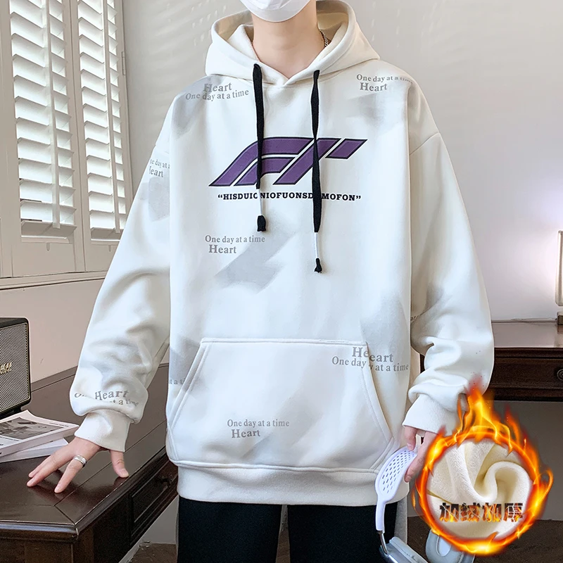 Mexican/稻草人秋冬季卫衣男加绒加厚运动套装帅气男连帽潮流卫衣