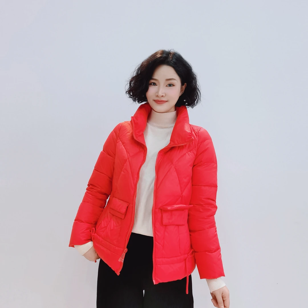 Y056 冬季时尚立领纯色简约百搭短款保暖羽绒服