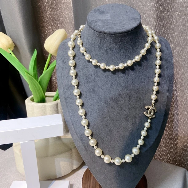 99新 Chanel/香奈儿 法式气质素款长款珍珠小香风项链