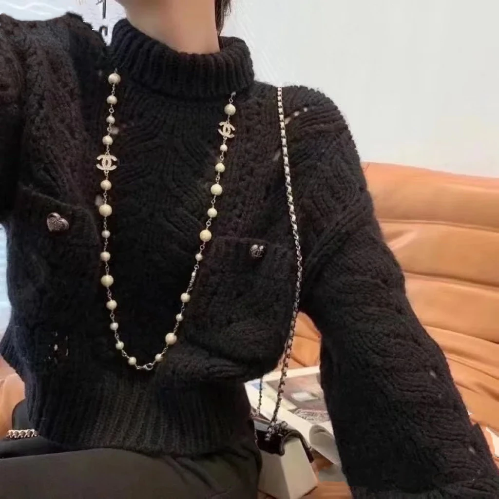 未使用 Chanel/香奈儿 轻奢 百搭 跳珠 五C 满钻 毛衣链AY0077