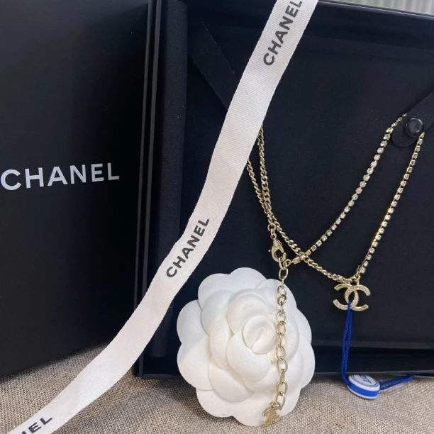 未使用 Chanel/香奈儿 百搭款 项链 满钻香槟金 复古项链 24P