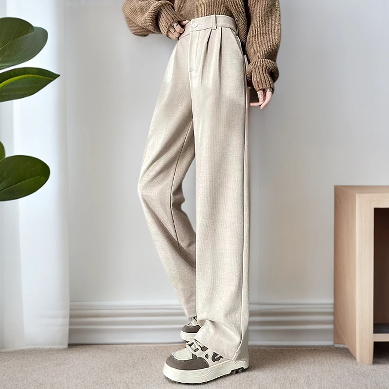 2024秋冬季流行风条绒高腰显瘦软糯直筒阔腿裤女#002【裤长96】