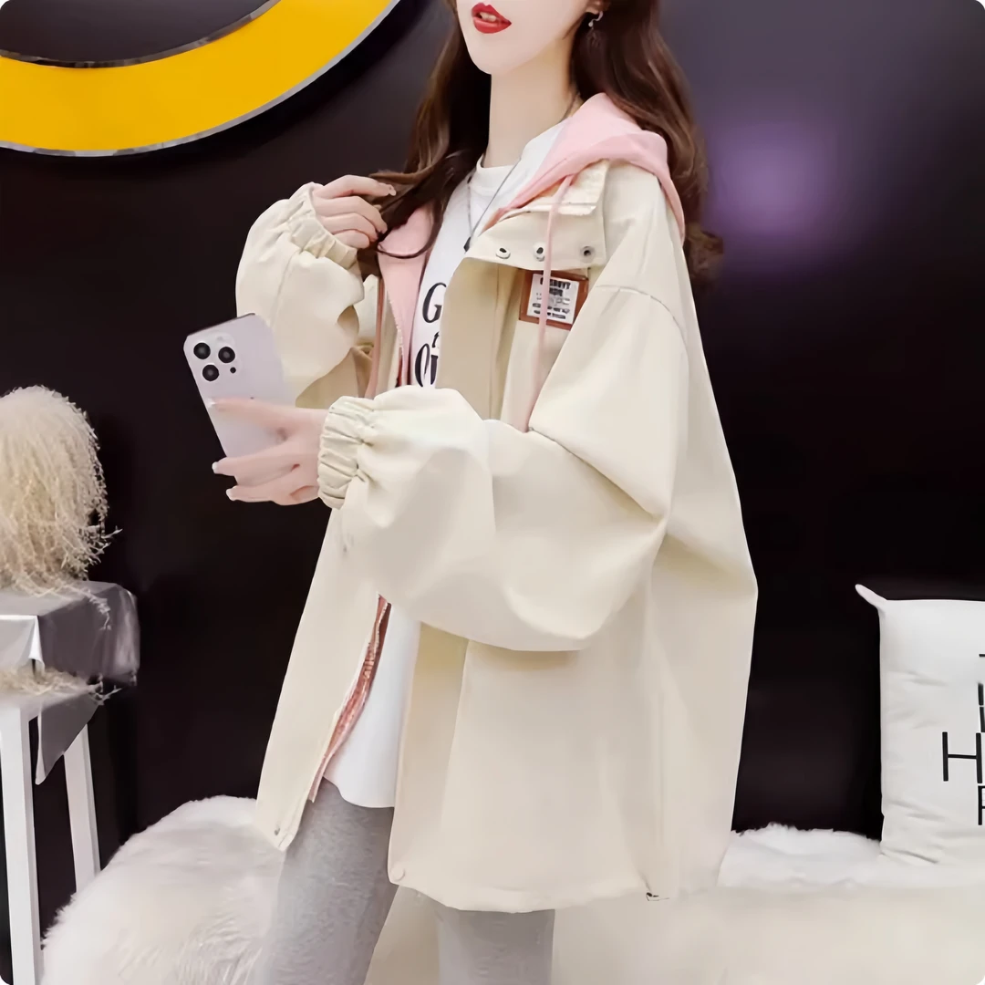 假两件韩版外套女春秋2025新款宽松百搭设计感小众棒球服夹克风衣