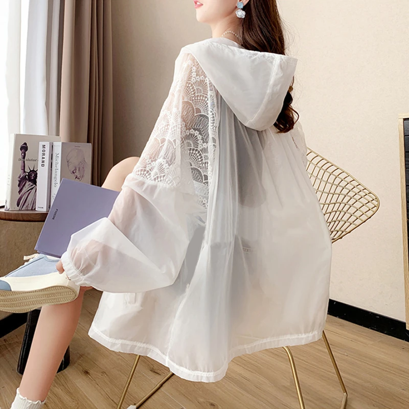 防晒衣女2025新款中长款带帽百搭防晒服冰丝外套雪纺上衣开衫夏季